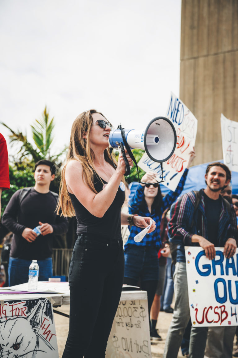 UCSB Graduate Students Strike for COLA in Front of Storke Tower