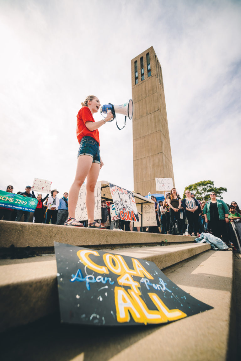 UCSB COLA Strikers Share Insights Under Storke Tower