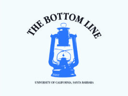 "The Bottom Line" with blue gas lantern logo underneath and University of California Santa Barbara underneath the logo
