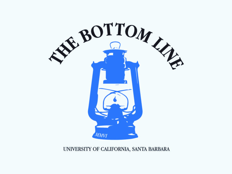 "The Bottom Line" with blue gas lantern logo underneath and University of California Santa Barbara underneath the logo